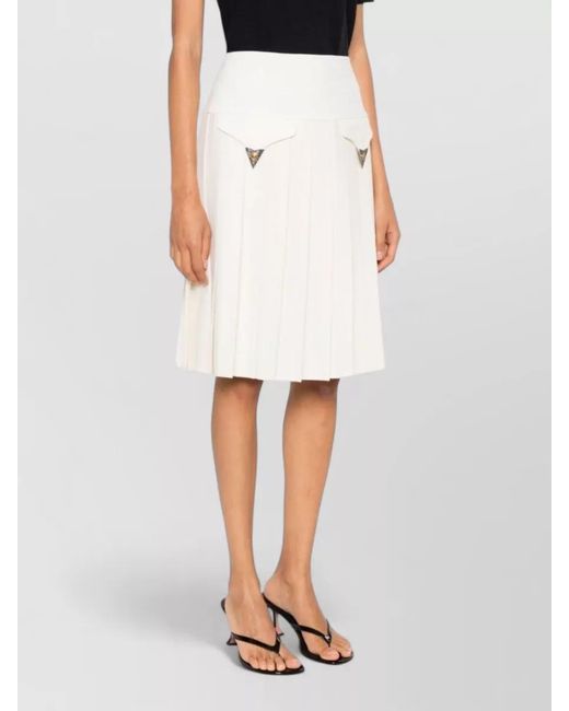 Versace Natural Pleated Midi Skirt