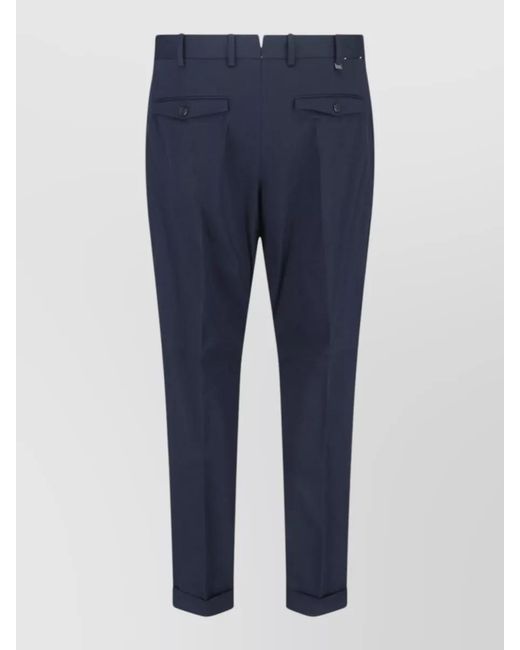 PT Torino Blue Straight-Leg Tailored Trousers for men