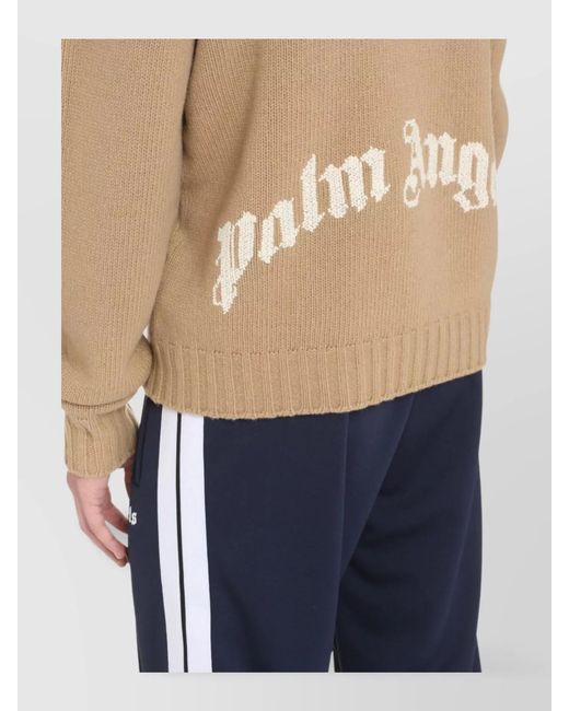 Palm Angels Natural Ribbed Wool Jumper for men