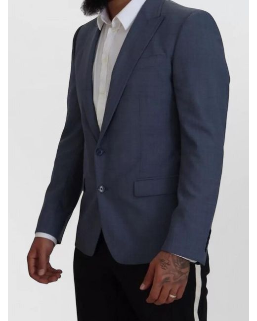 Dolce & Gabbana Blue Slim-Fit Wool Blazer for men