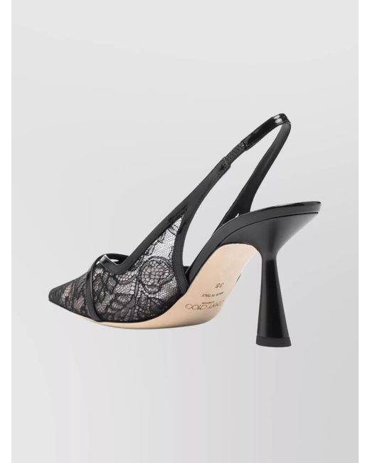 Jimmy Choo Metallic Patent Leather Lace Appliqué Slingback Pumps