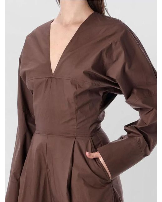Thelatest Brown Drew Jumpsuit Deep Neckline Wide Leg