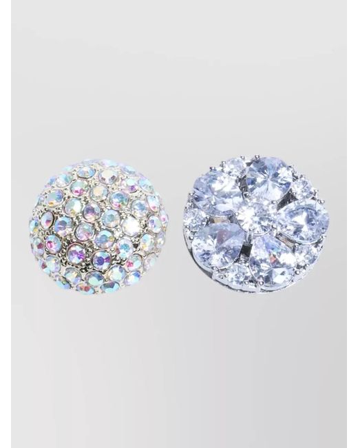 MM6 by Maison Margiela Blue Crystal Round Earrings Tone Finish