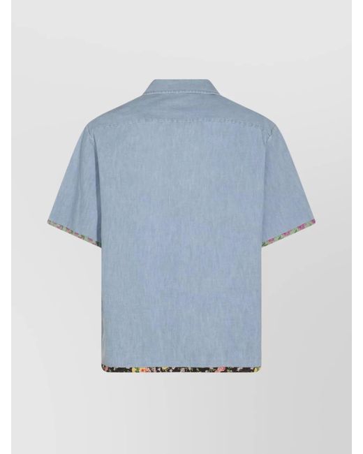 Valentino Blue Denim Shirt With Floral Trims for men