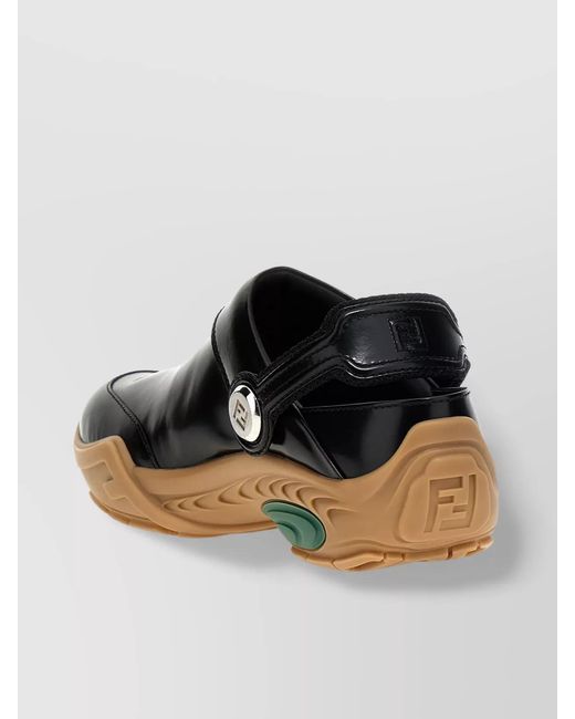 Fendi Black Leather Mules for men