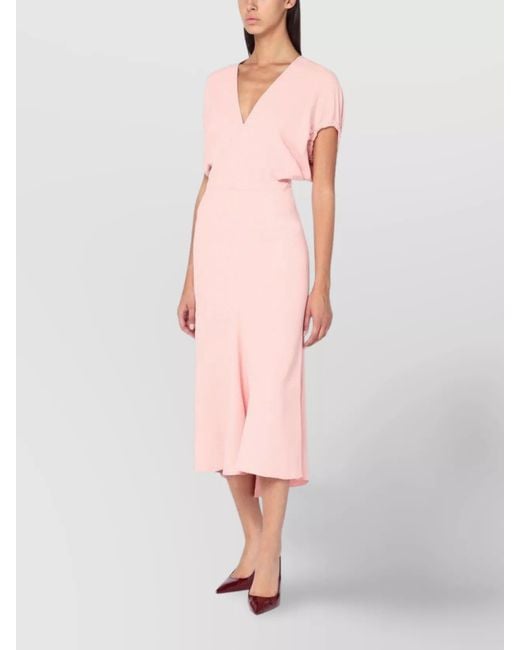 Victoria Beckham Pink Satin Midi Dress 1325Wdr006381Avi R Vibec Ap