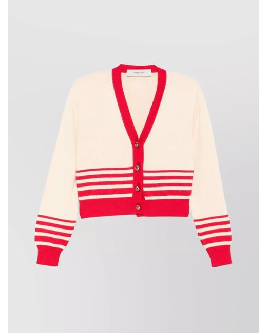 Golden Goose Deluxe Brand Red Cropped Cotton Cardigan Journey