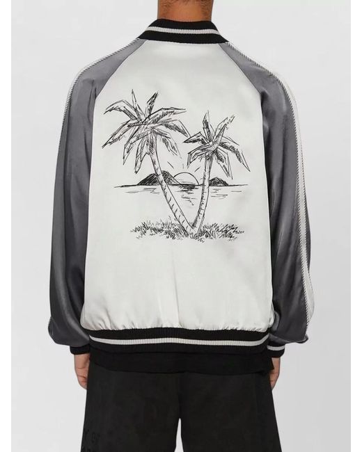 Palm Angels Gray Acetate Bomber Jacket for men