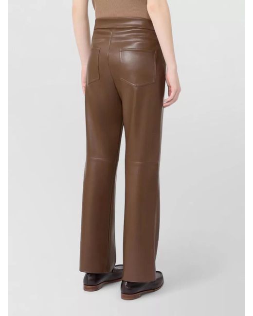 Max Mara Brown Flared Pants Belt Loops Back Pockets