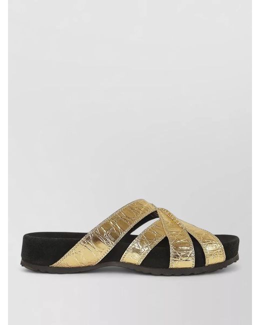Dries Van Noten Multicolor Urban Calfskin Cross Strap Flat Mules