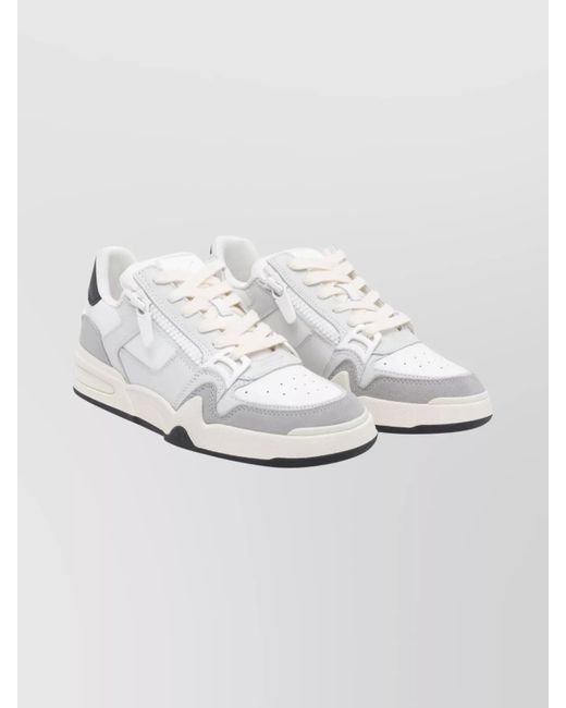 Giuseppe Zanotti White Contemporary Low Top Sneakers With Zip Detail for men