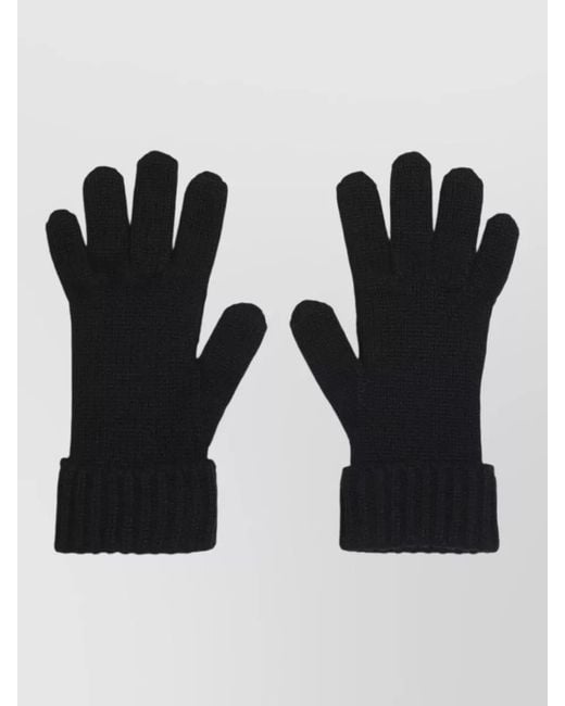 Gucci Black Wool Cashmere Gloves Gg Logo Knit