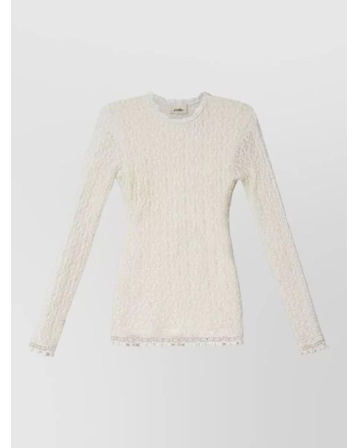 Isabel Marant White Guipure Lace Long Sleeve Round Neck Top