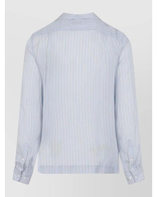 Dries Van Noten Blue Cupro Relaxed-Fit Striped Bowling Shirt for men