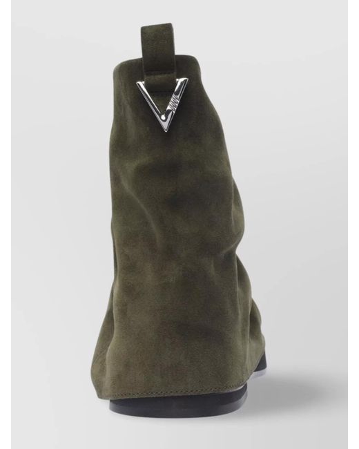 The Attico Black Leather Ankle Pull Tab Combat Boots