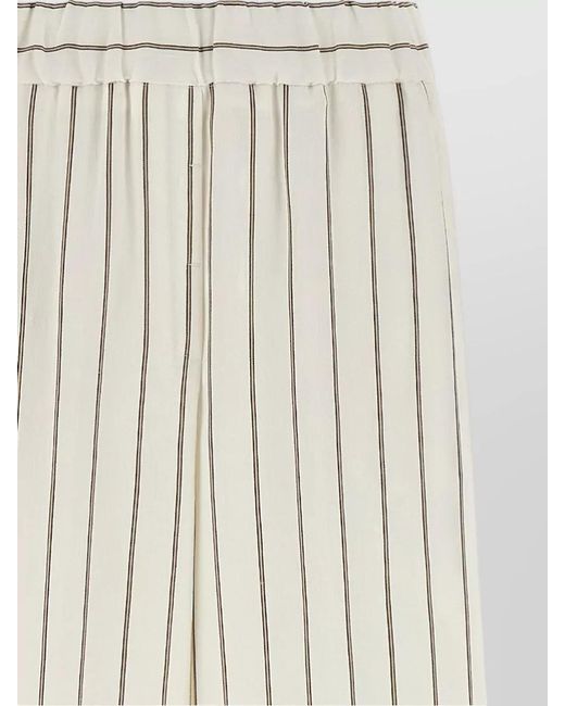 Peserico White Pinstriped Wide-Leg Trousers