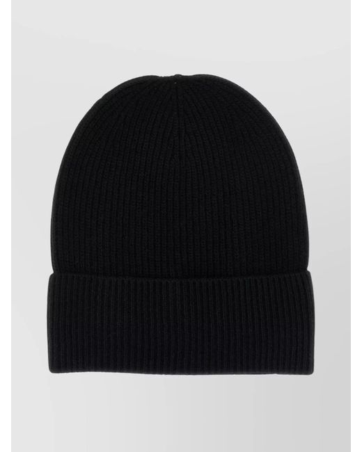 Moncler Black Cashmere And Wool Ribbed Beanie Hat for men