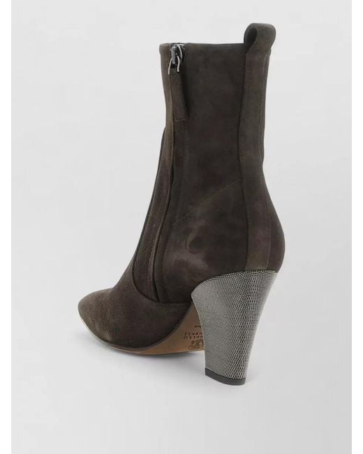 Brunello Cucinelli Black Ankle Boots Precious Heel Monile Detail