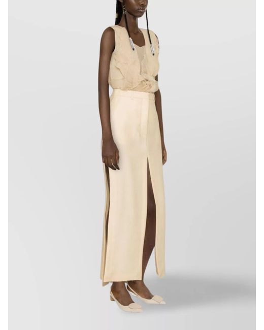 Lanvin Natural Silk A-Line Ankle-Length Skirt