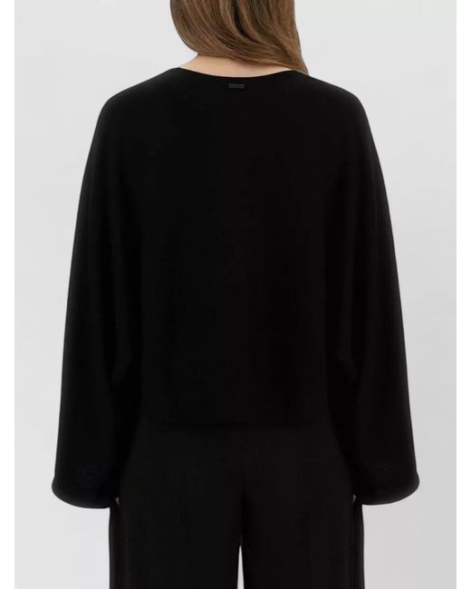 Max Mara Black Mesh Cropped Knitwear Top Wide Sleeves