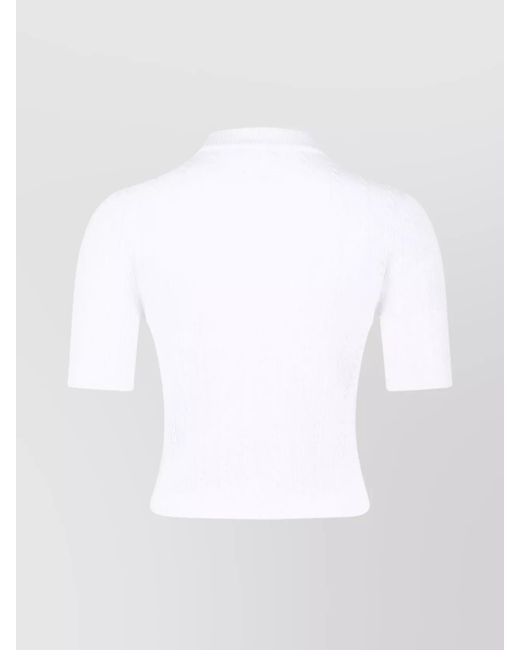 Balmain White Ribbed Short-Sleeve Knitted Cardigan