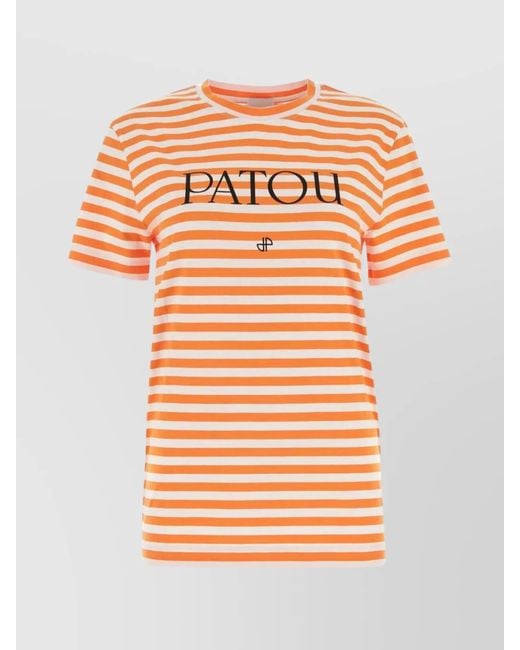 Patou Orange Embroidered Cotton T-Shirt