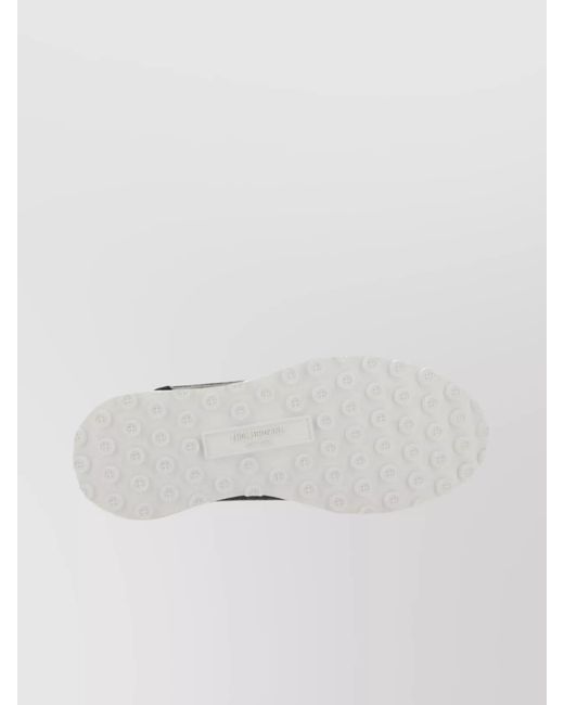 Thom Browne Gray Leather Panelled Low-Top Sneakers for men