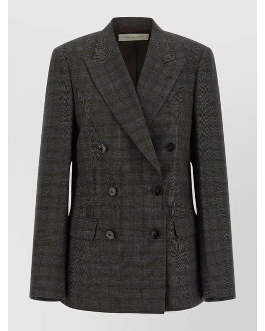 Dries Van Noten Black Barrysta Tailored Blazer Plaid Pattern