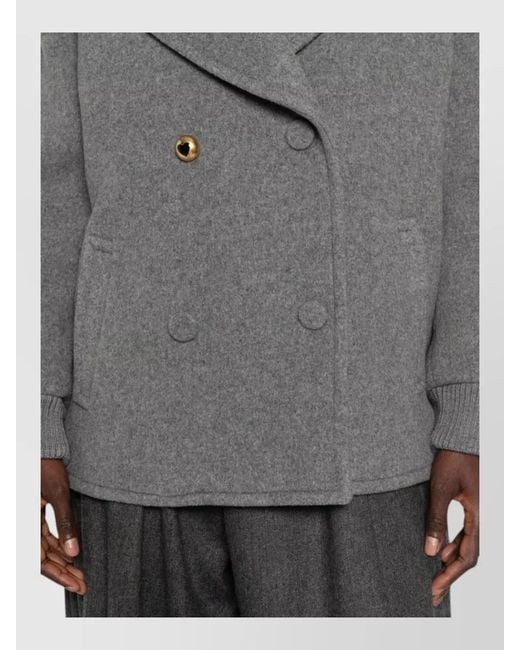 Moschino Gray Double Breasted Wool Blend Relaxed Blazer