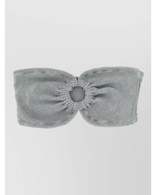 Mc2 Saint Barth Gray Yulia Bikini Top Knotted Design Textured