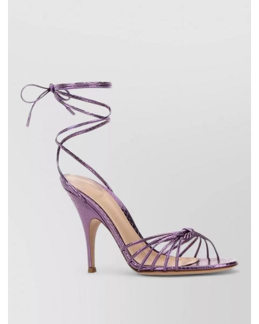 Gianvito Rossi Pink Malè Leather Ankle Wrap Sandals Strappy