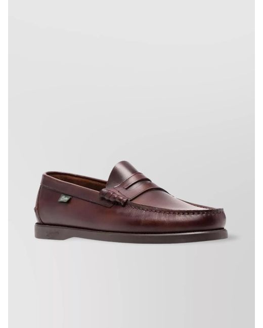 Paraboot Brown Smooth Leather Penny Loafers for men