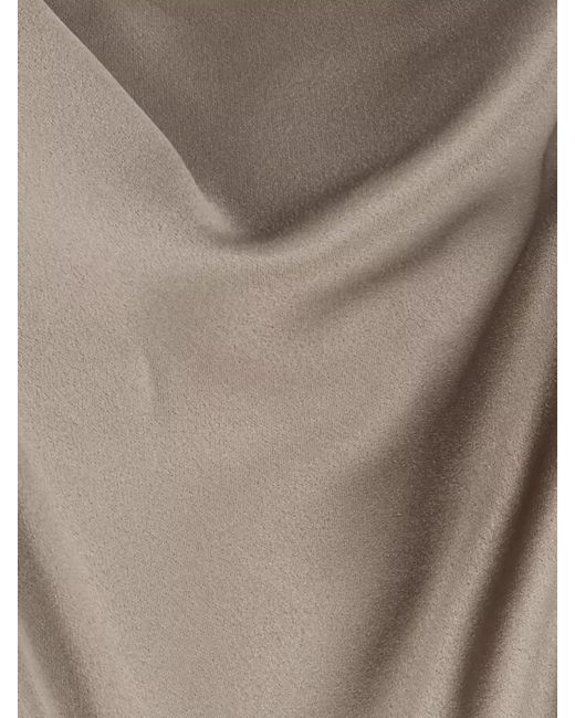 Alysi Natural Satin Top Asymmetric Draped Cut Out Back