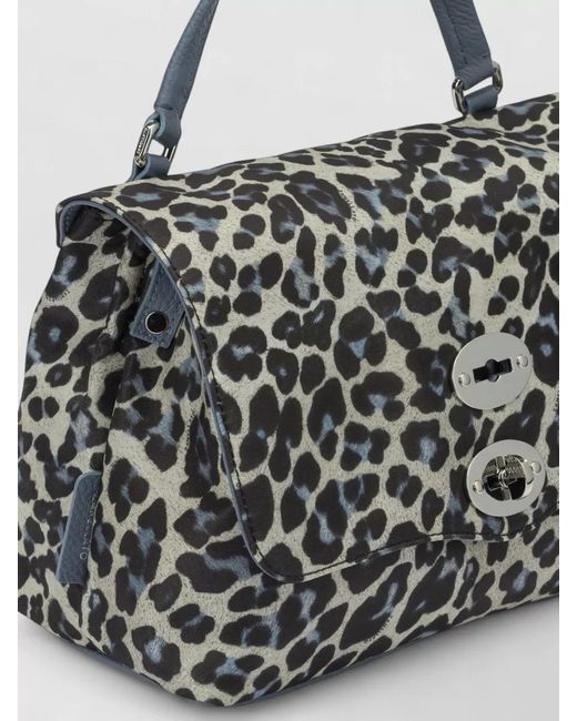 Zanellato Gray Leopard Print Top Handle Shoulder Bag