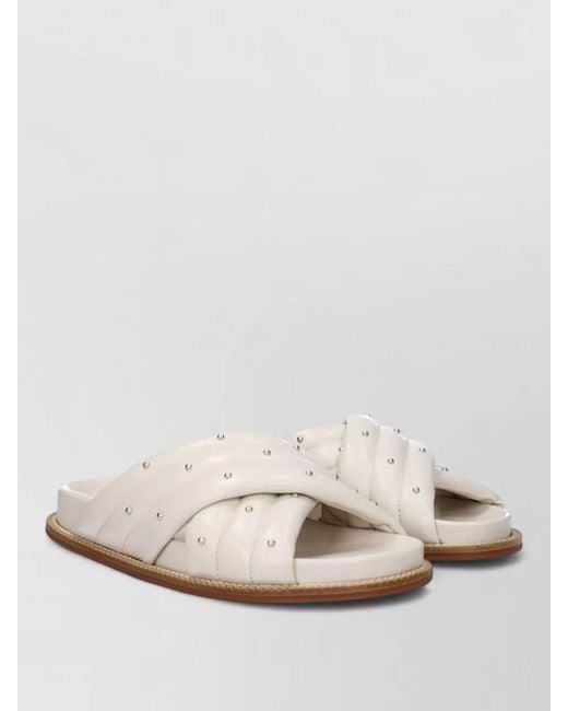 Fabiana Filippi Natural Leather Studded Slides