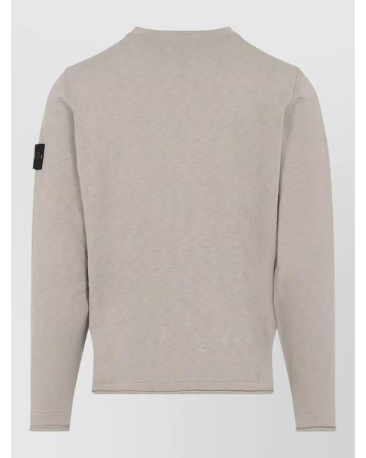 Stone Island Gray Crew Neck Cotton Blend Knit Sweater for men