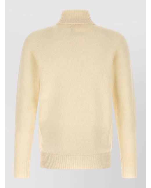 Ma'ry'ya Natural Cashmere Wool Ribbed High Neck Sweater for men