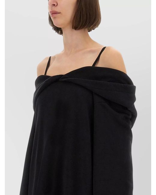 MM6 by Maison Margiela Black Cotton Off-Shoulder Hooded Mini Dress