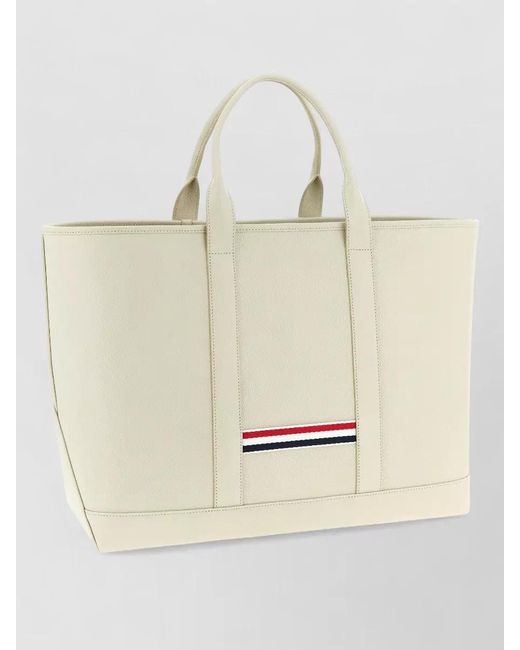 Thom Browne Natural Leather Perforated Tote Bag