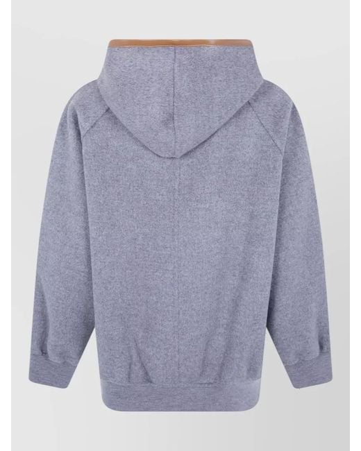 Semicouture Blue Wool Hooded Bomber Jacket