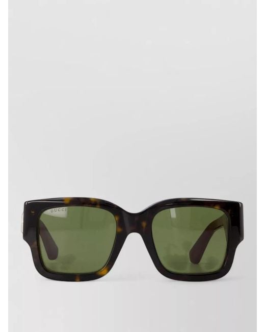 Gucci Green Square Frame Sunglasses Tinted Lenses Tortoiseshell Pattern