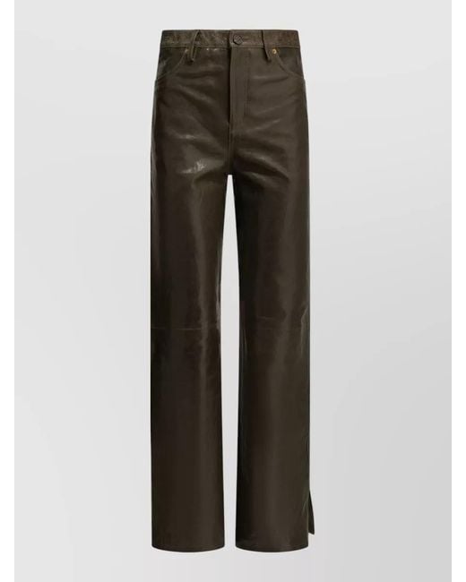 Golden Goose Deluxe Brand Gray Leather Straight-Leg Pants