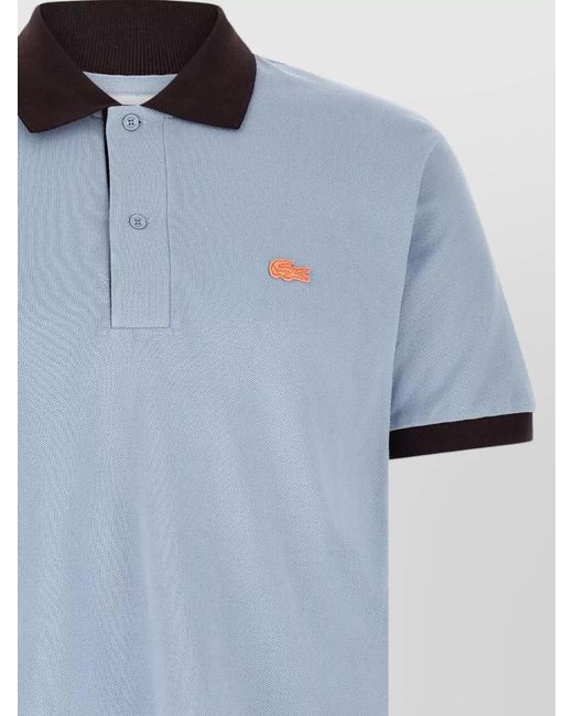 Lacoste Blue Polo Shirt Logo Detail Contrasting Collar for men