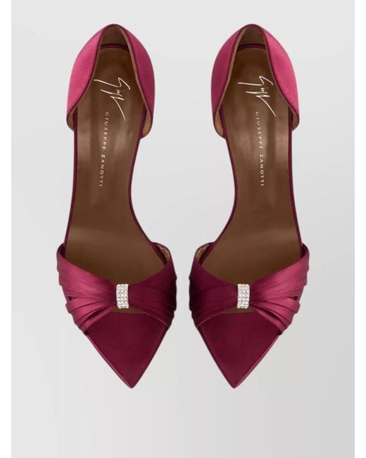 Giuseppe Zanotti Red Lienn Satin Pumps Rhinestone Open Toe