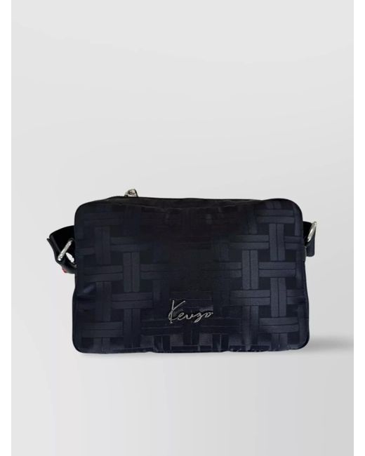 KENZO Blue Geometric Woven Shoulder Bag for men