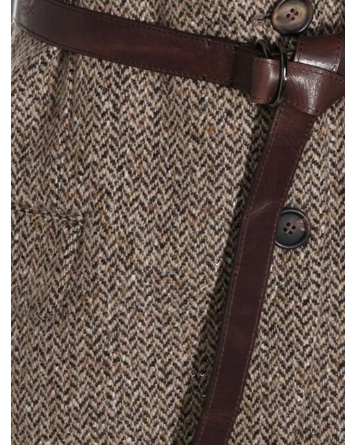 Brunello Cucinelli Brown Tailored Sleeveless Mid Length Herringbone Coat