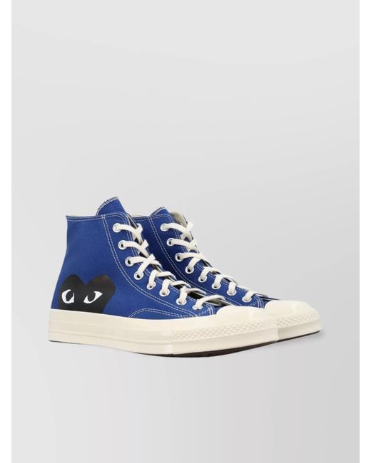 Comme des Garçons Blue Chuck Taylor Hi Top Sneakers With Heart Print