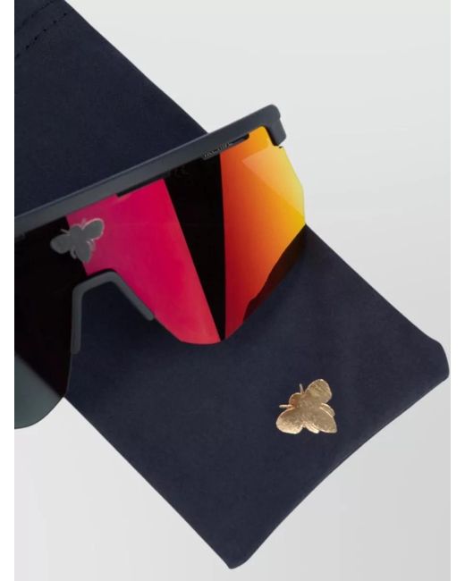 Facehide Blue Sunglasses Angular Frame Colored Lenses Case