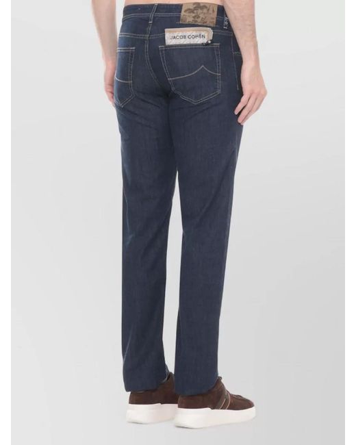 Jacob Cohen Blue Straight Cut Denim Jeans Handkerchief Detail for men