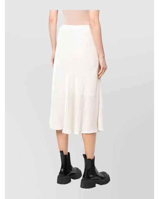 Gold Hawk White High Waisted Velvet Skirt Flared Hem